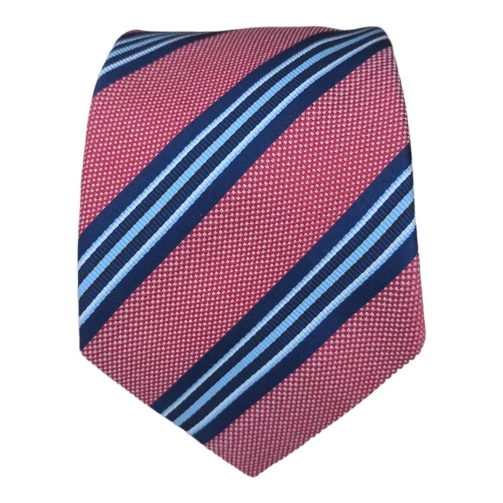 CORNELIANI Current Salmon Striped Silk Tie ITALY 59"/ 3.4" EC